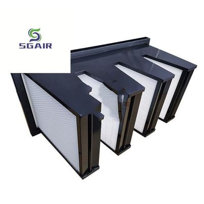 Hoogcapaciteit V Bank H13 500Pa Hoog efficiënt luchtfilter zwart